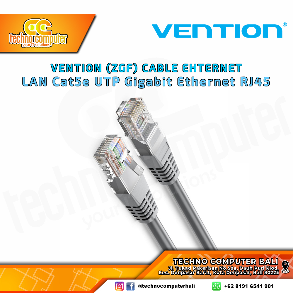 VENTION KABEL JARINGAN - LAN Cat5e UTP Gigabit Ethernet RJ45 - ZGF 5M Grey