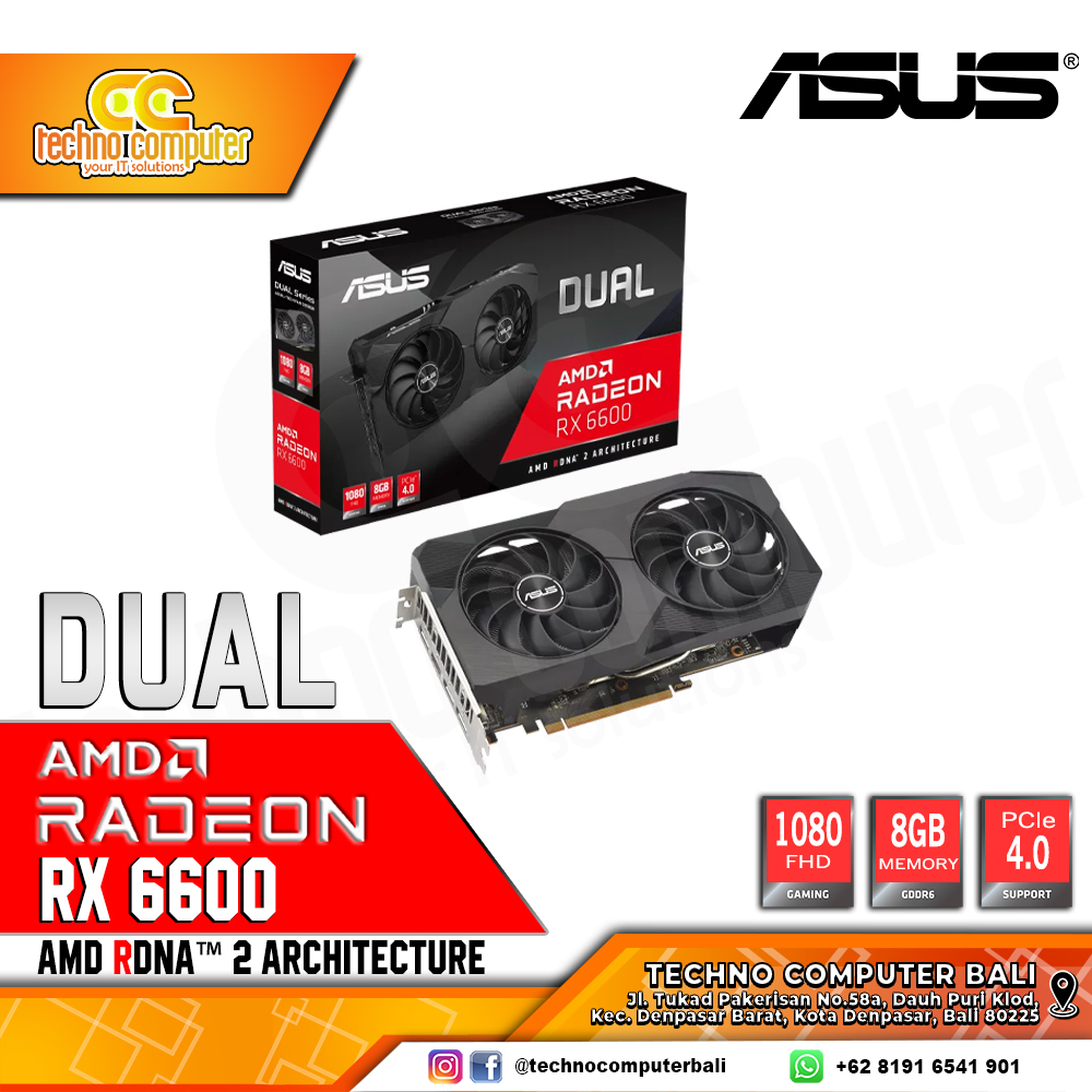 ASUS DUAL AMD Radeon RX 6600 V2 8GB GDDR6