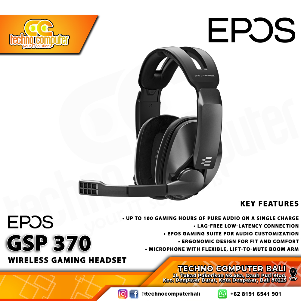 HEADSET EPOS GSP 370 Over-Ear Wireless - Closed Acoustic Gaming Headset