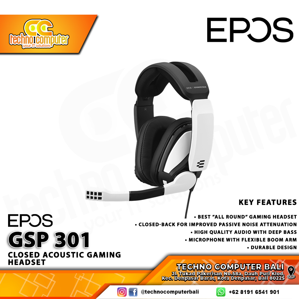HEADSET EPOS GSP 301 Black/White - Closed Acoustic Gaming Headset