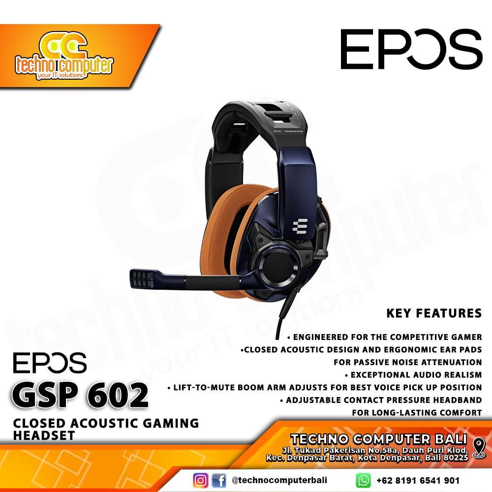 HEADSET EPOS GSP 602 Blue/Brown - Closed Acoustic Gaming Headset