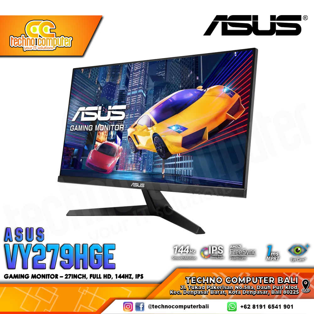 ASUS VY279HGE Gaming Monitor - 27 inch, FHD (1920 x 1080), IPS, 144Hz, 1ms
