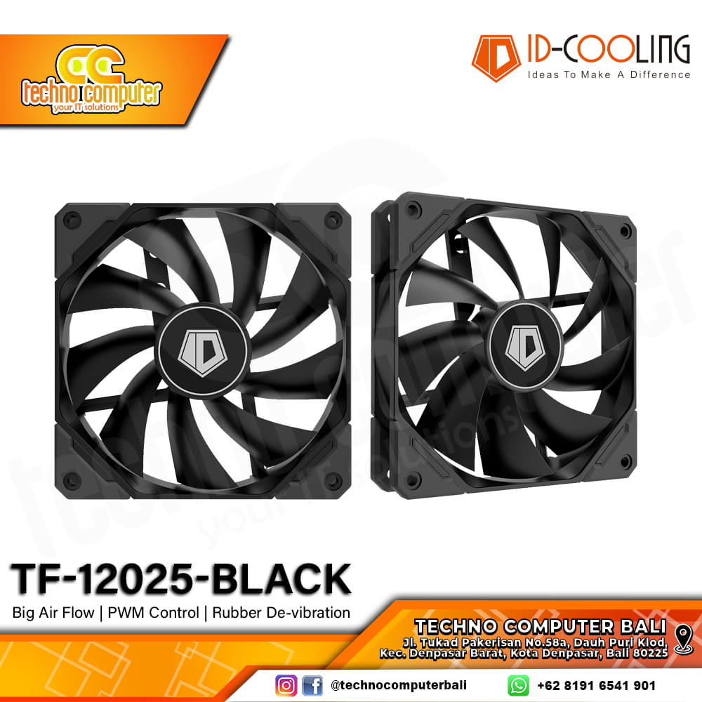 FAN CASING ID-COOLING TF-12025 Black - 120mm PWM Fan