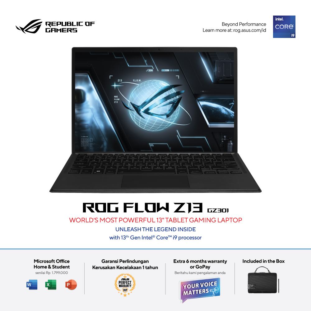 ASUS ROG Flow Z13 (2023) [GZ301VU-I945G6T-O] Core i9-13900H/RAM 16GB/SSD 1 TB/RTX 4050/Win11 Home
