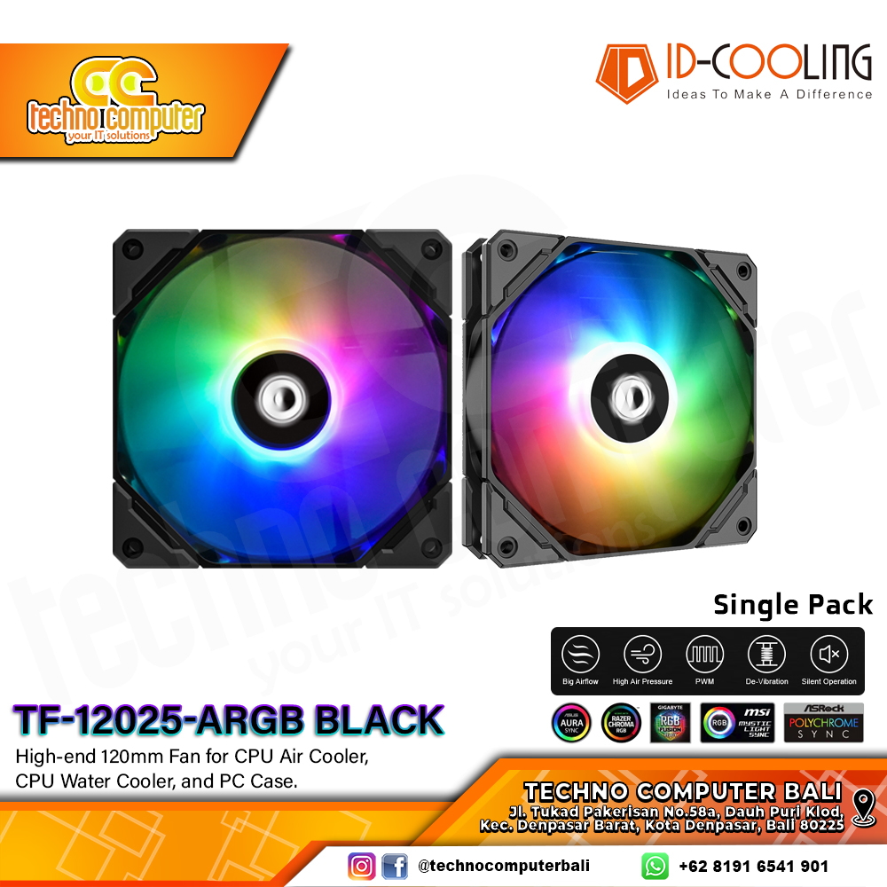 FAN CASING ID-COOLING TF-12025 ARGB Black - 120mm ARGB PWM Fan