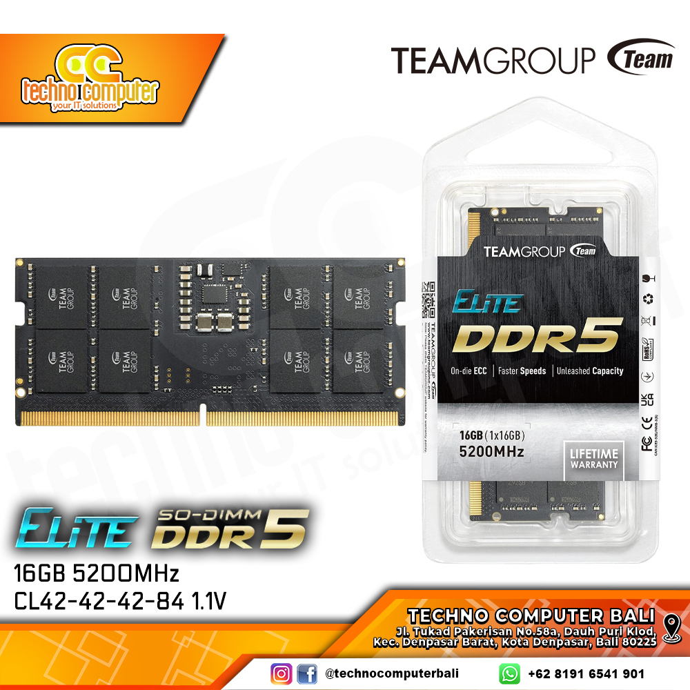 SODIMM DDR5 TEAM ELITE 16GB (1x16GB) Single 5200MHz