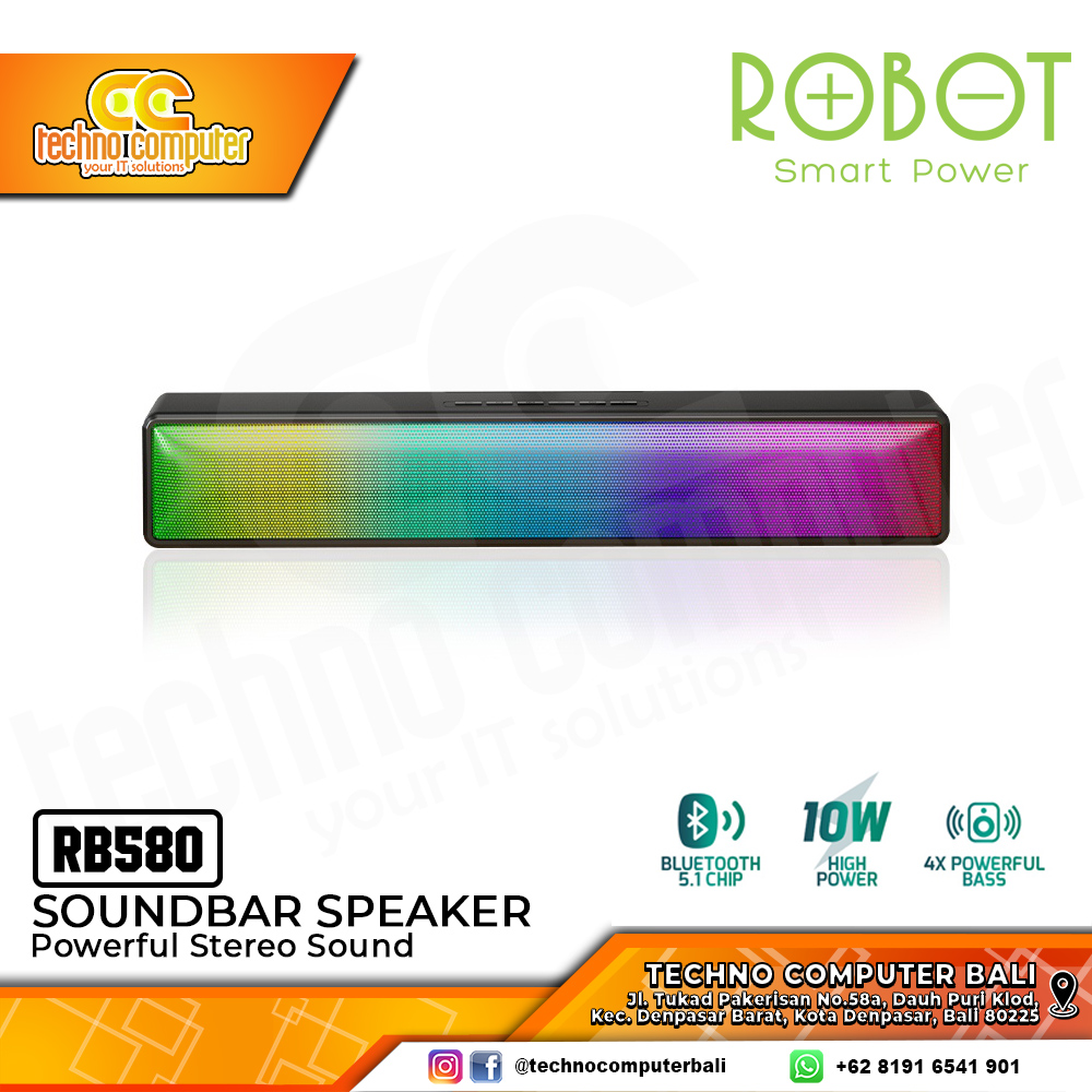 SPEAKER ROBOT RB580 Soundbar Bluetooth 5.1 - Ultra Bass with RGB Light