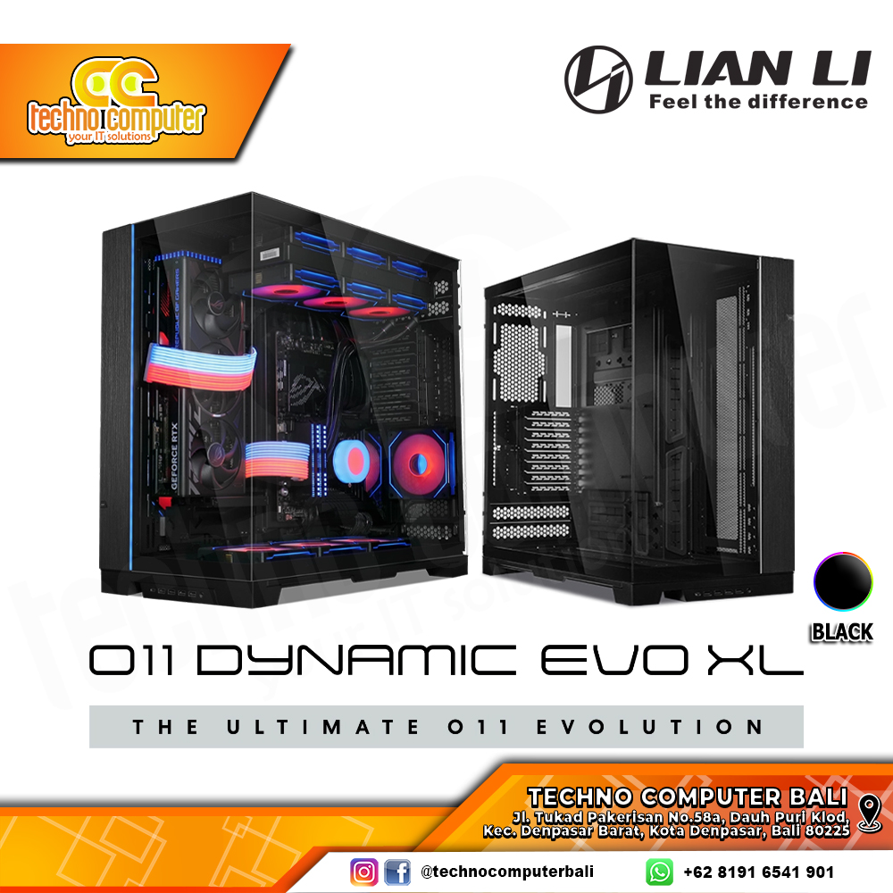 CASING LIAN LI O11 DYNAMIC EVO XL Black - Full Tower E-ATX Case Tempered Glass