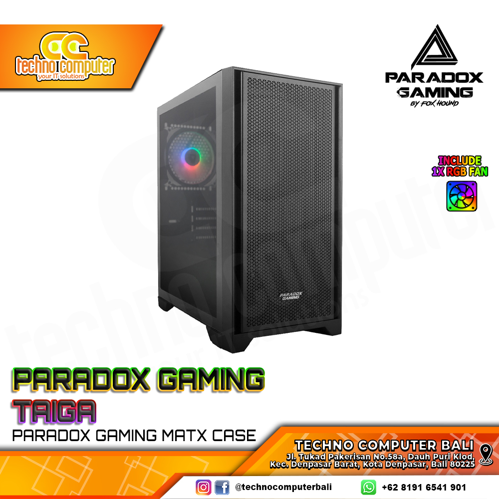 CASING PARADOX GAMING TAIGA - Mid Tower mATX Case Tempered Glass (Free 1x RGB Fan)