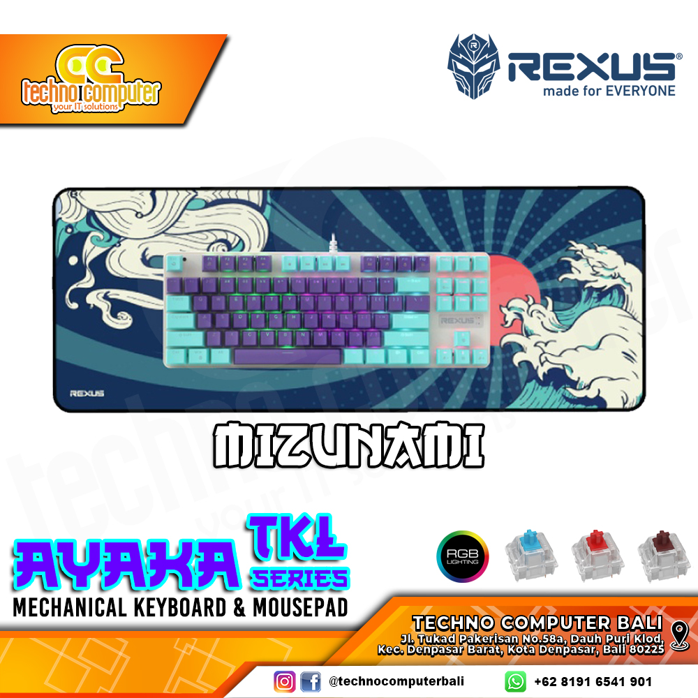 REXUS AYAKA Series TKL Mizunami - Mechanical Blue Switch - Gaming Keyboard & Mousepad