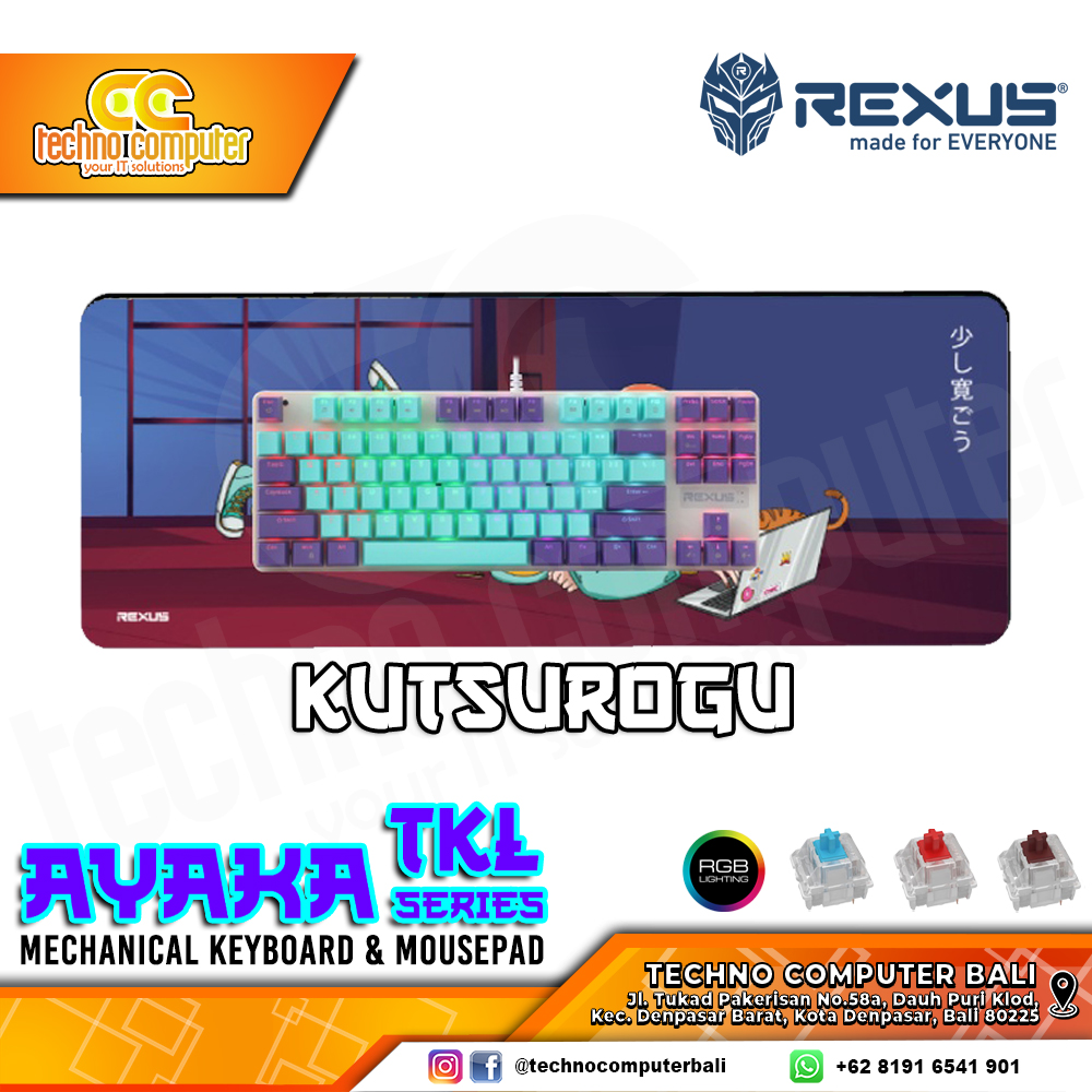 REXUS AYAKA Series TKL Kutsurogu - Mechanical Brown Switch - Gaming Keyboard & Mousepad