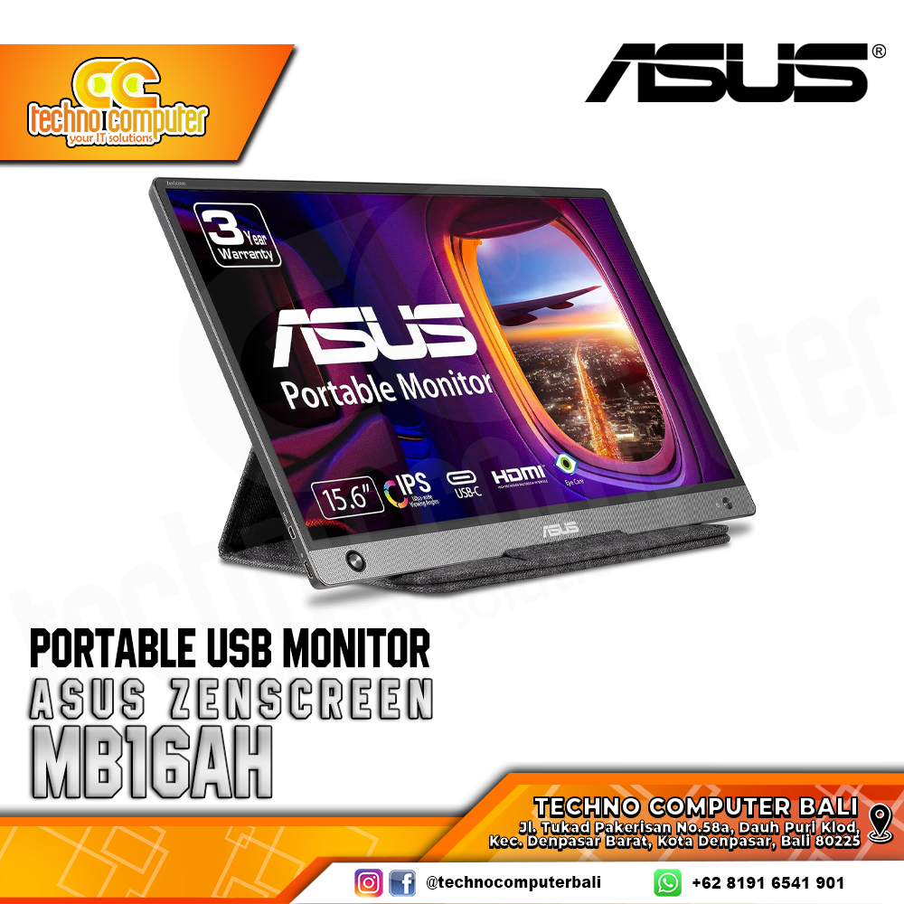 ASUS ZenScreen MB16AH Portabel USB Monitor - 15,6 inch, FHD (1920 x 1080), IPS, 60Hz