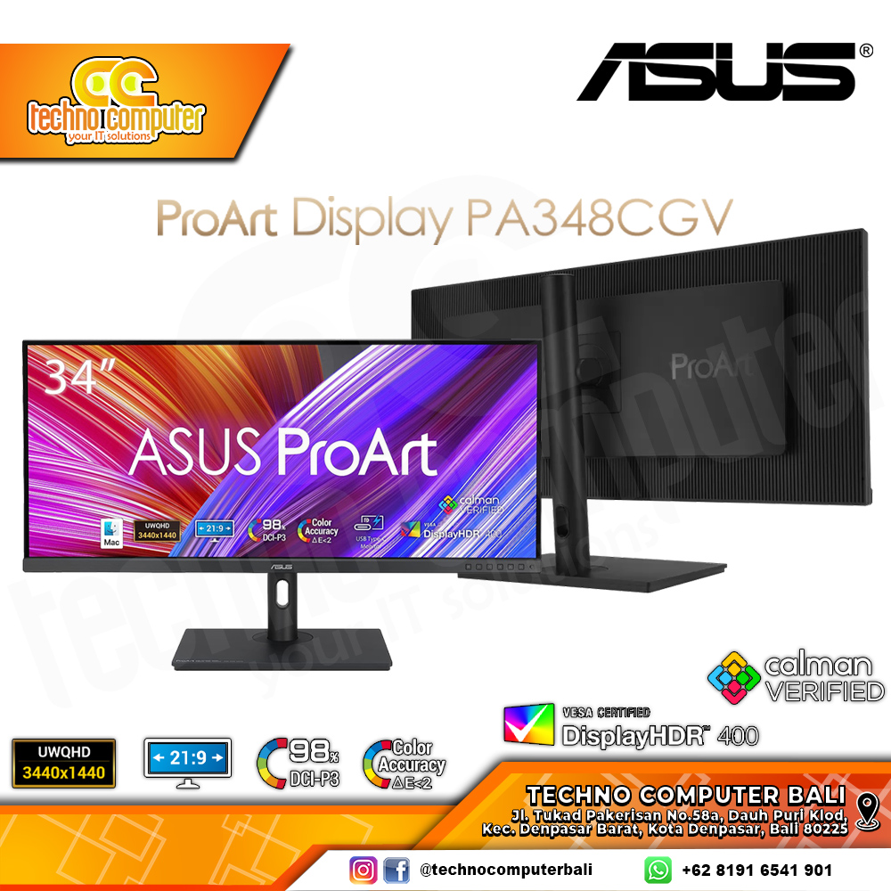ASUS ProArt PA348CGV Professional Monitor - 34 inch, UWQHD (3440 x 1440), IPS, 100% sRGB