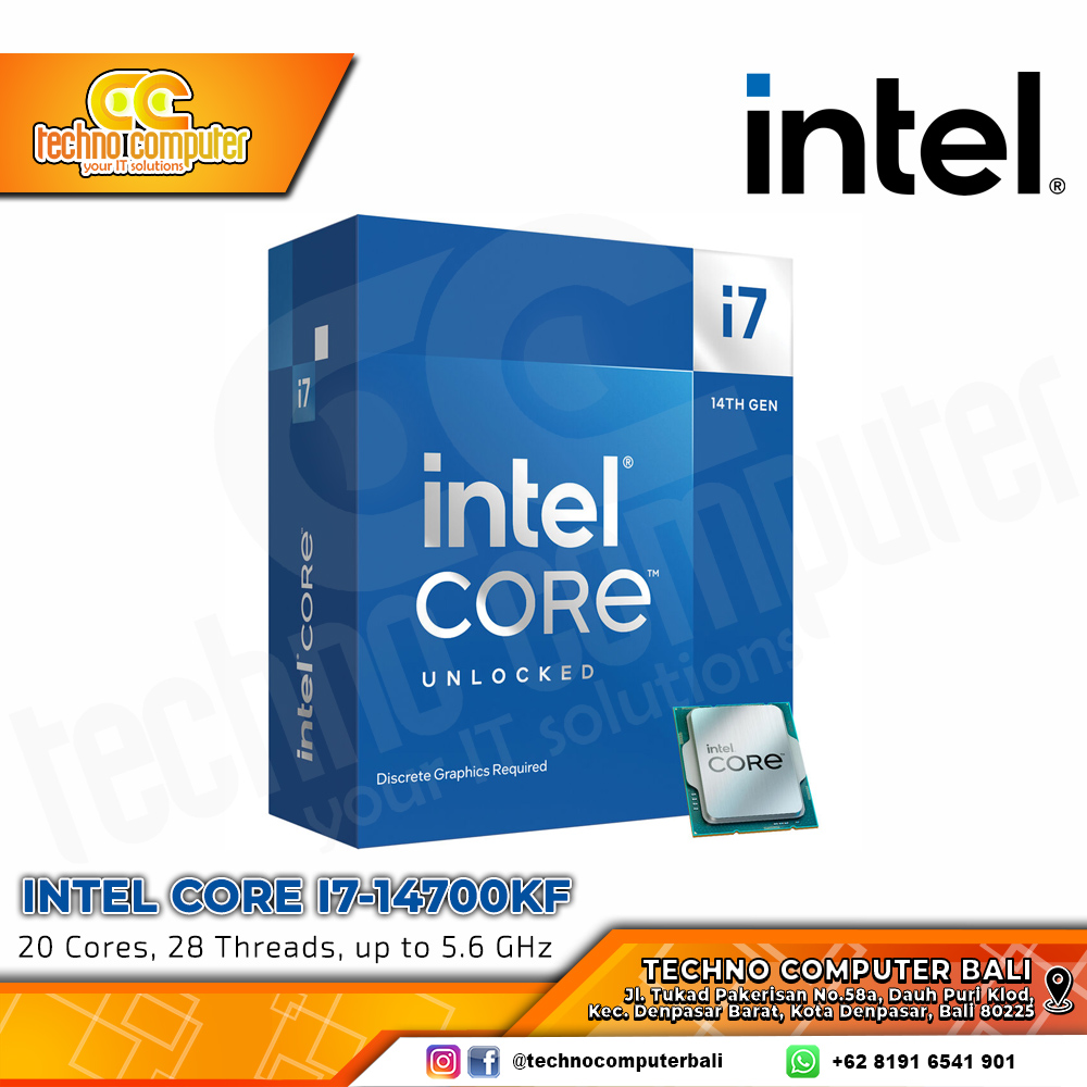 PROCESSOR INTEL CORE I7-14700KF - 20 Cores 28 Threads Up to 5.60GHz - Socket LGA1700