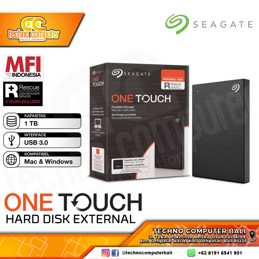 HDD EXTERNAL 2.5 inch SEAGATE ONE TOUCH 1TB - BLACK
