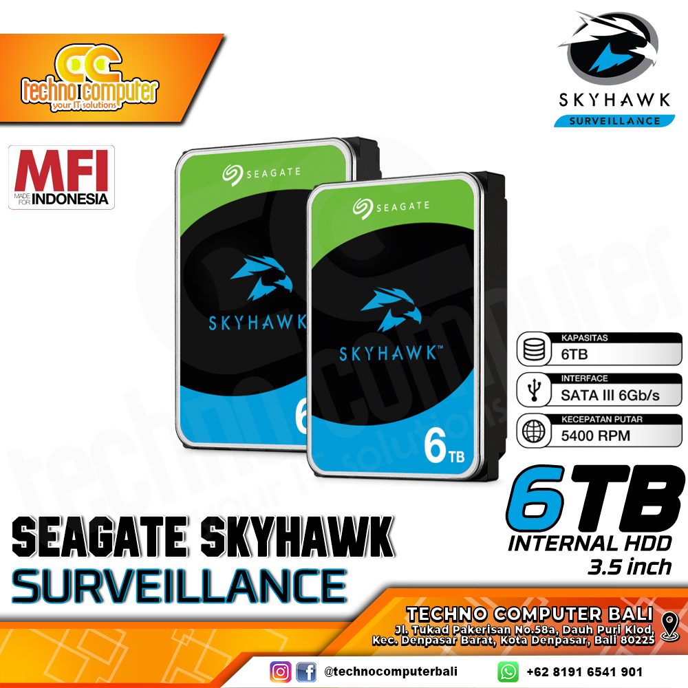 HDD INTERNAL CCTV 3.5 inch SEAGATE SKYHAWK Surveillance 6TB
