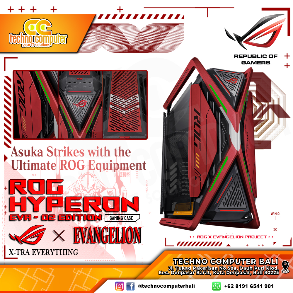 CASING ASUS ROG HYPERION EVA-02 Edition - Full Tower E-ATX Case Tempered Glass (Free 4x PWM Fan)
