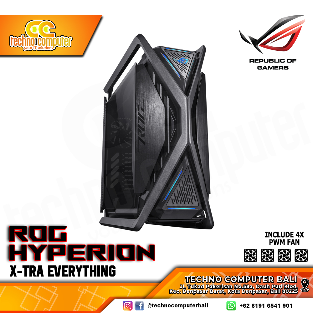 CASING ASUS ROG HYPERION GR701 - Full Tower E-ATX Case Tempered Glass (Free 4x PWM Fan)