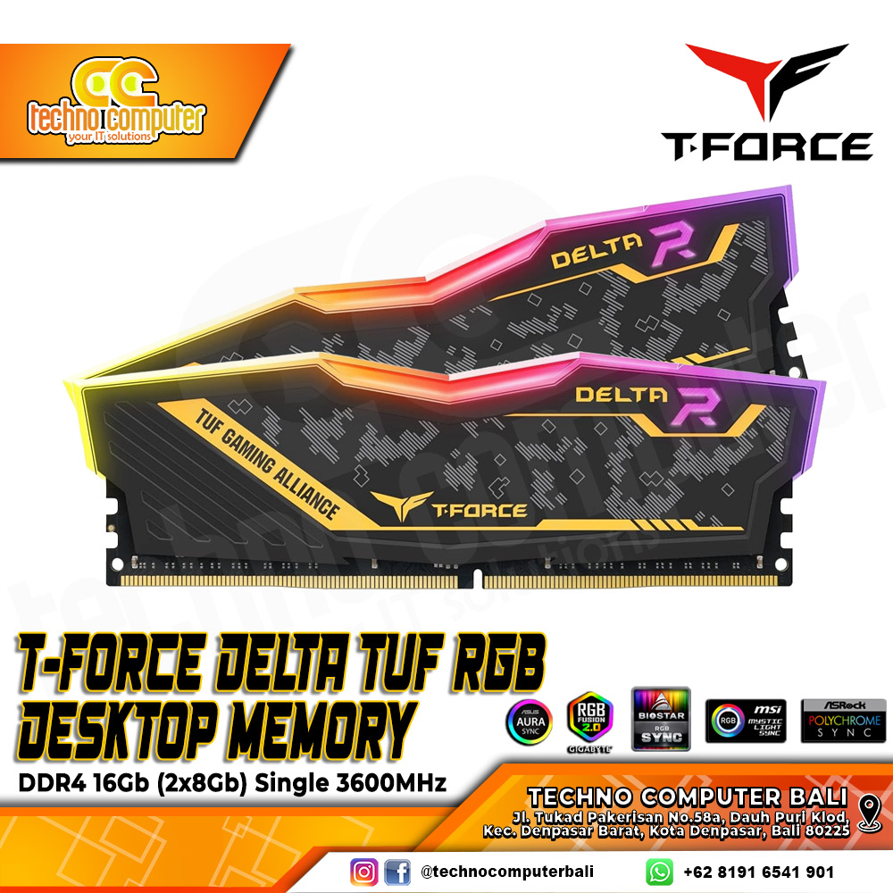 DDR4 TEAM T-FORCE DELTA TUF Series RGB 16GB (2x8GB) Kit 3600Mhz