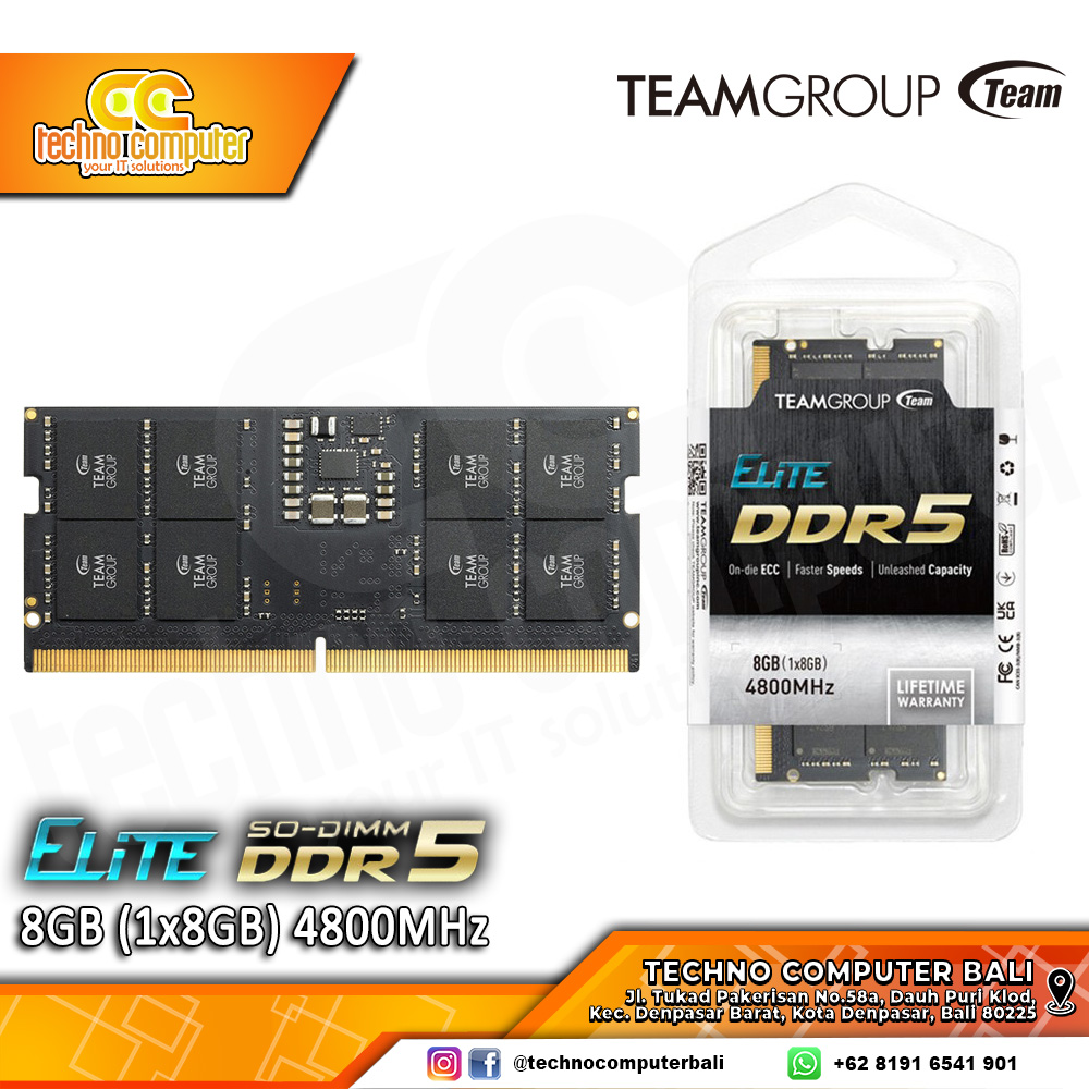 SODIMM DDR5 TEAM ELITE 8GB (1x8GB) Single 4800MHz