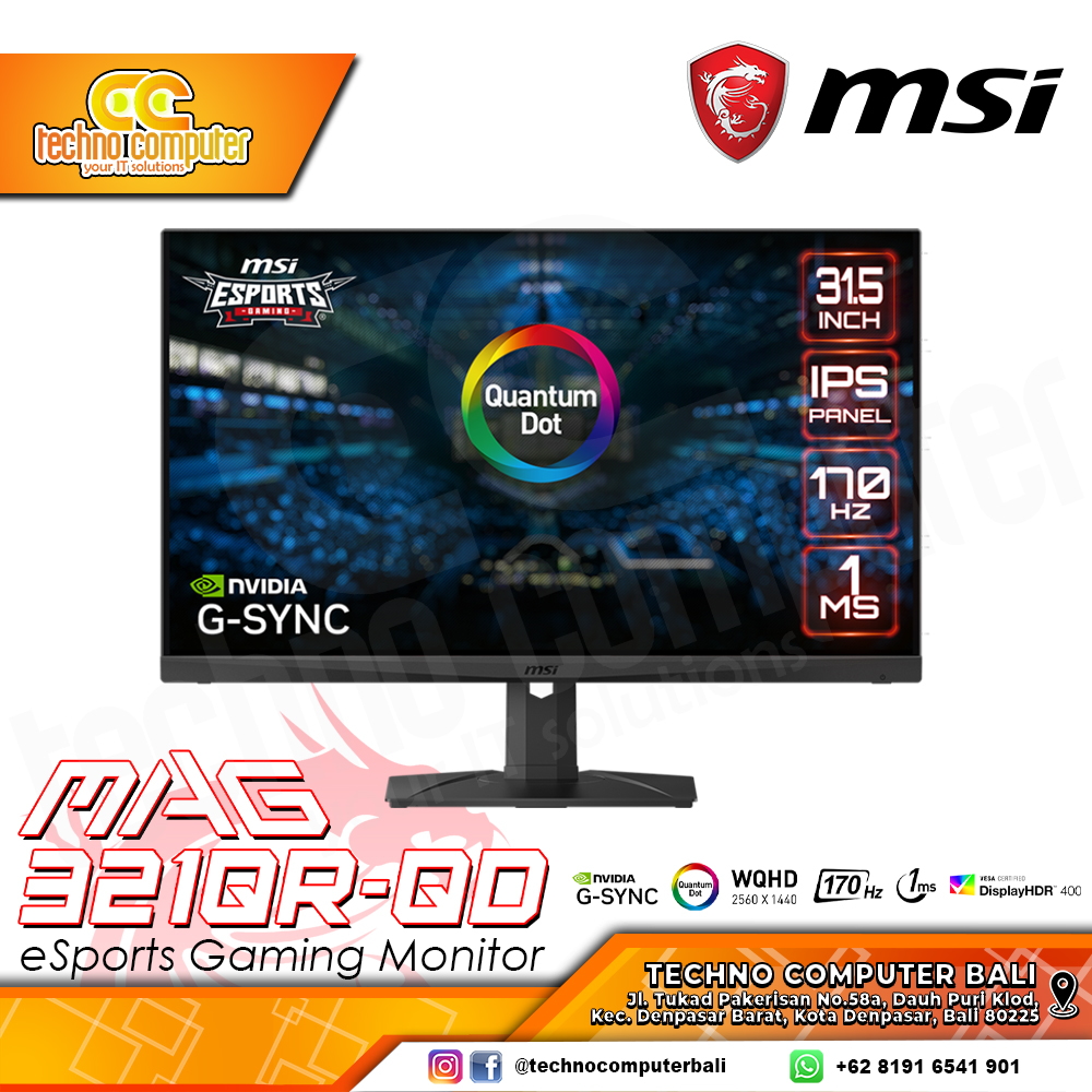 MSI MAG321QR-QD Gaming Monitor - 32 inch, WQHD (2560x1440), IPS, 170Hz, 1ms