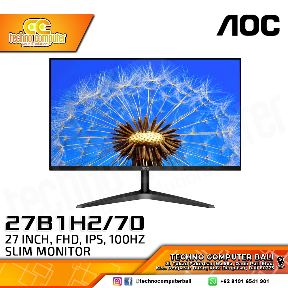 AOC 27B1H2/70 LED Monitor - 27 inch, FHD (1920 x 1080), IPS, 100Hz, 4ms