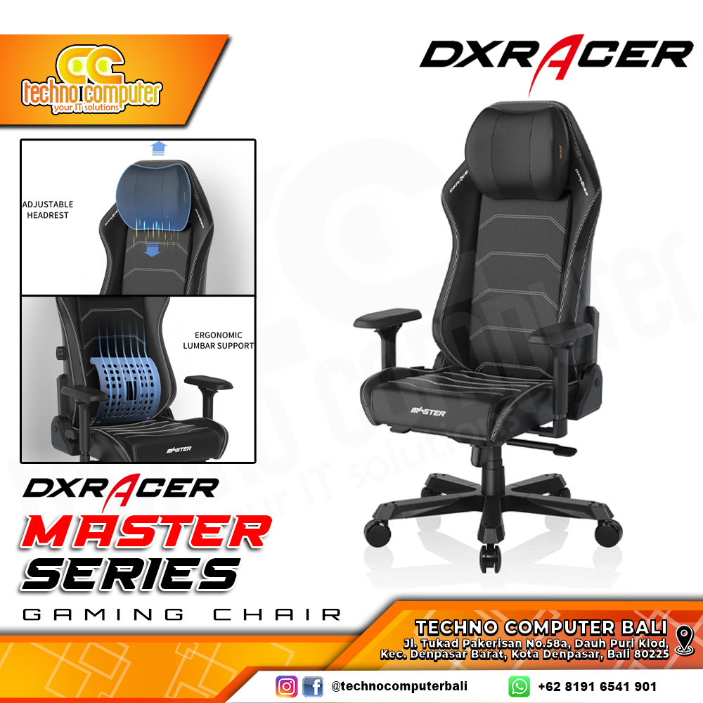 KURSI GAMING DXRACER MASTER 2022 GAMING CHAIR 4D Armrest - BLACK Stitches