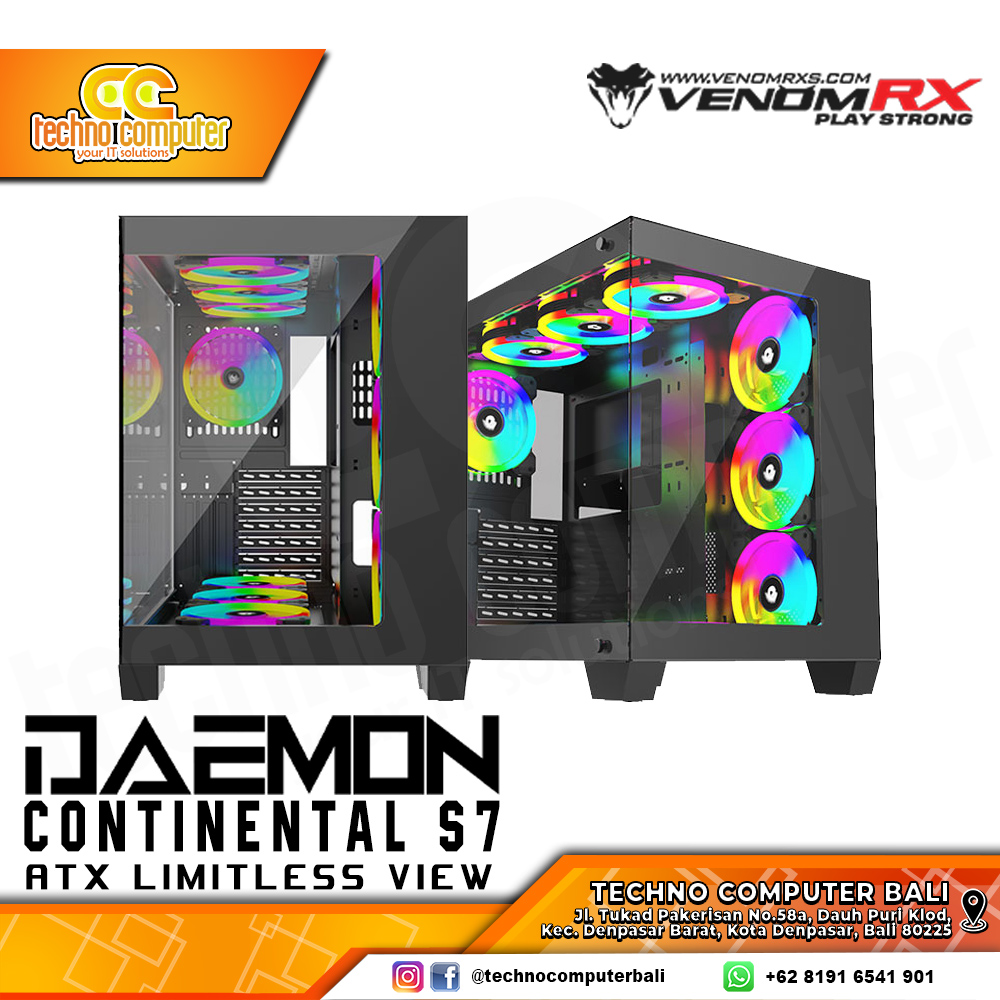 CASING VENOMRX DAEMON CONTINENTAL S7 BLACK - Mid Tower ATX Case Tempered Glass