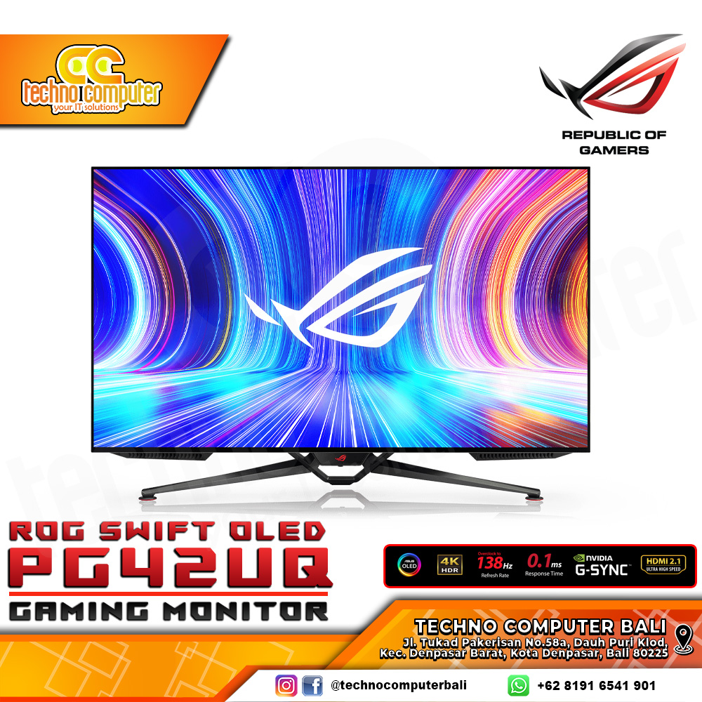 ASUS ROG Swift OLED PG42UQ Gaming Monitor - 42 inch, 4K (3840x2160), OLED, 138Hz, 0.1ms