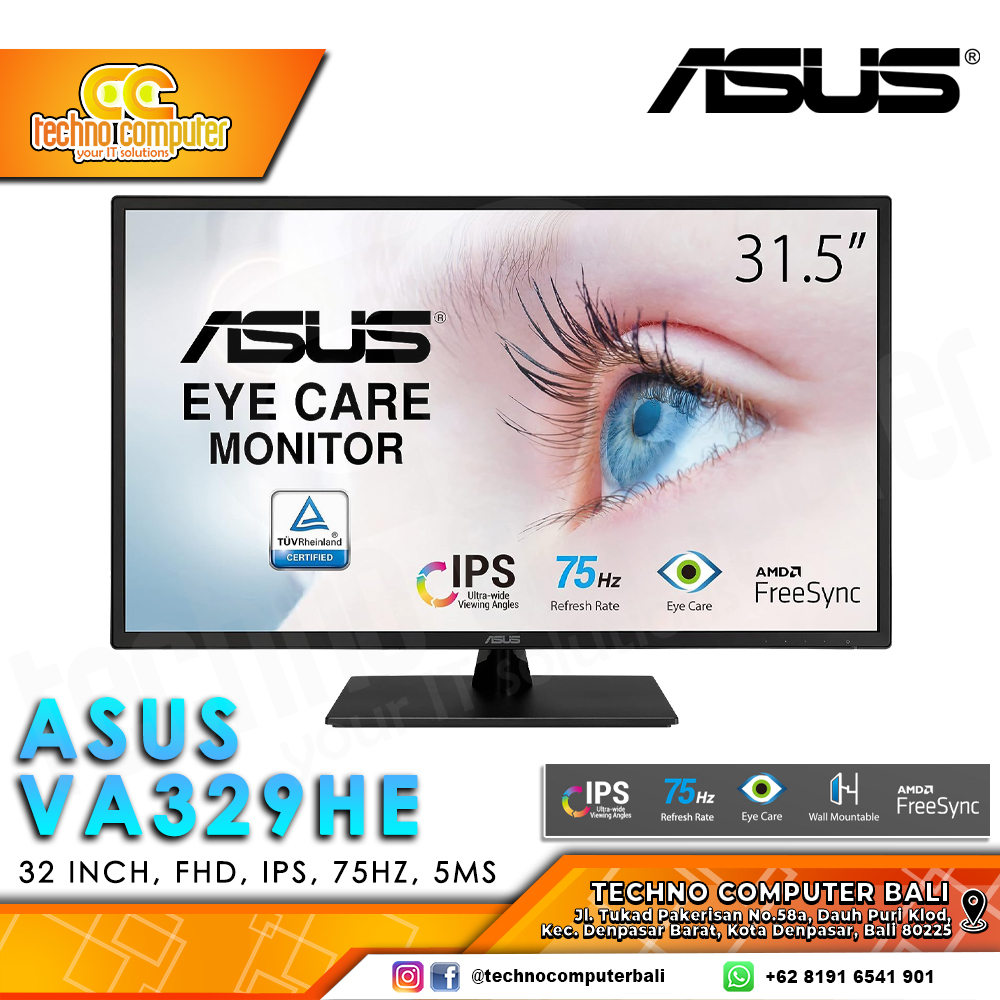 ASUS VA329HE LED Monitor - 32 inch, FHD (1920 x 1080), IPS, 75Hz, 5ms