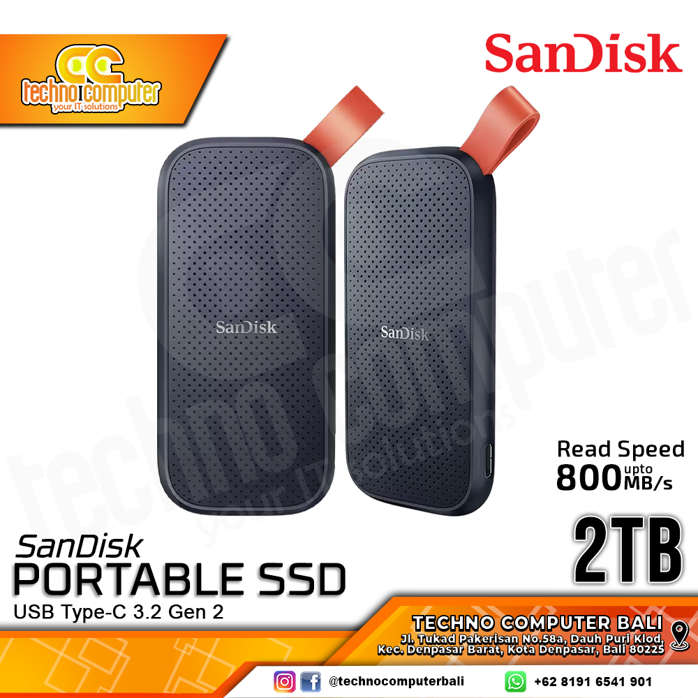 SSD EXTERNAL SANDISK PORTABLE SSD - Up to 800MB/s, USB Type-C 3.2 Gen 2 - 2TB