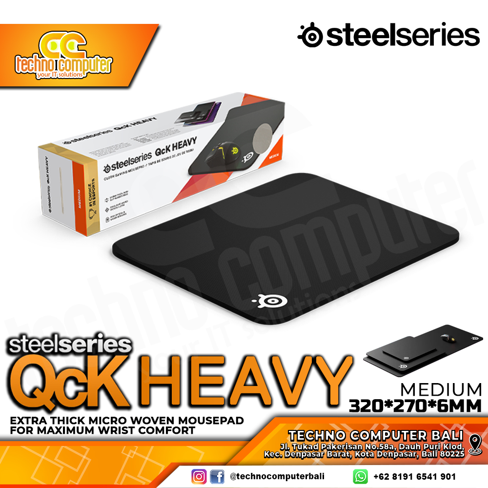 MOUSEPAD STEELSERIES QCK HEAVY Medium (320 x 270 x 6mm) - Gaming Mousepad