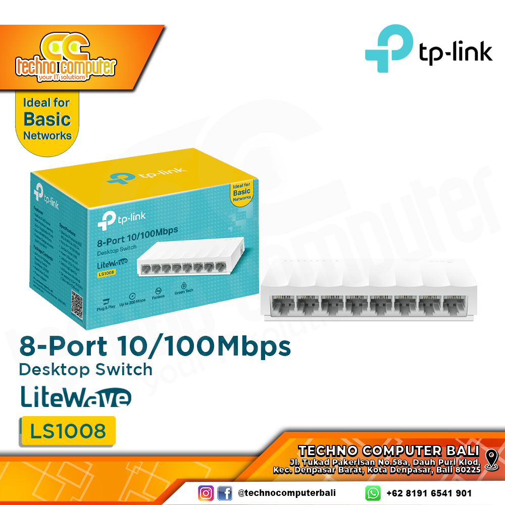 SWITCH HUB TP-LINK LS1008 8 Port 10/100Mbps Desktop Switch