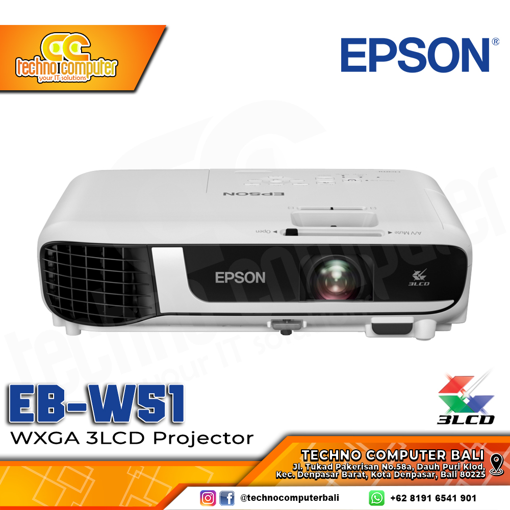 PROJECTOR EPSON EB-W51 WXGA 4000 Lumens 3LCD