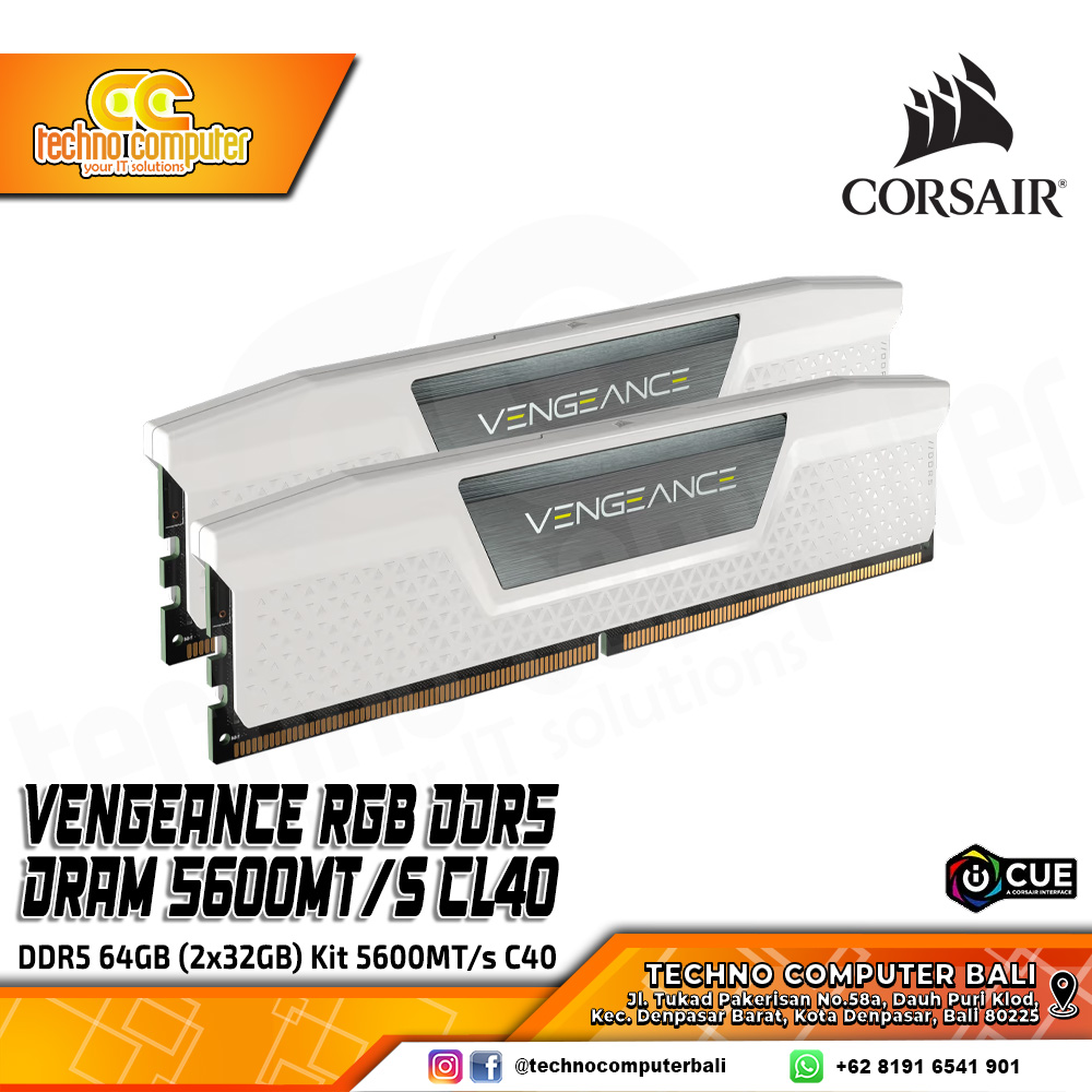 DDR5 CORSAIR VENGEANCE 64GB (2x32GB) Kit 5600MHz C40 - WHITE