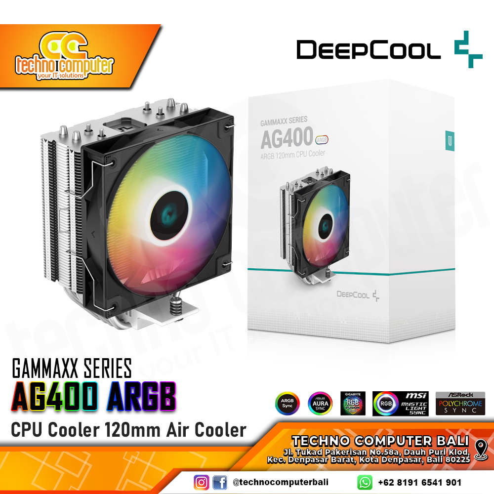DEEPCOOL AG400 ARGB - CPU Cooler - 120mm Air Cooler