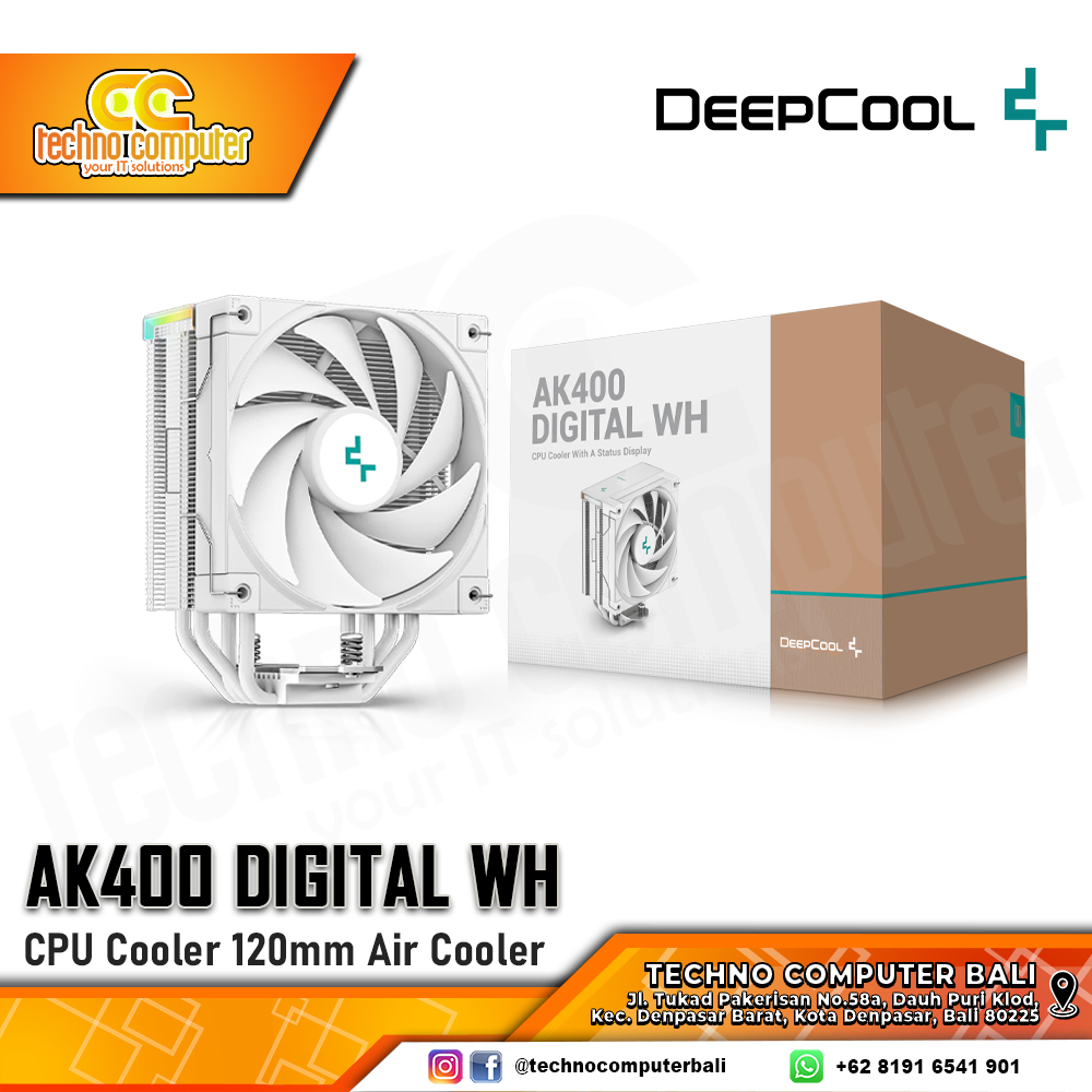 DEEPCOOL AK400 Digital White - CPU Cooler - 120mm Air Cooler