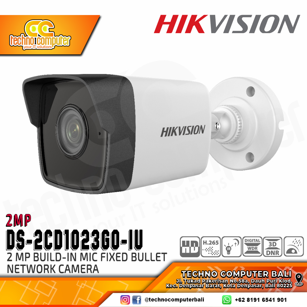 HIKVISION DS-2CD1021G2-IU 2MP INDOOR Build-in Mic Fixed Bullet Network Camera