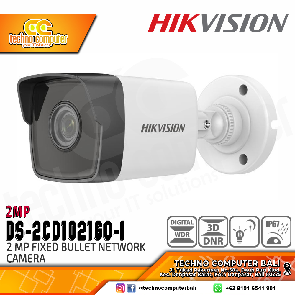 HIKVISION DS-2CD1021G0-I 2MP (2.8mm) OUTDOOR Fixed Bullet Network Camera CCTV