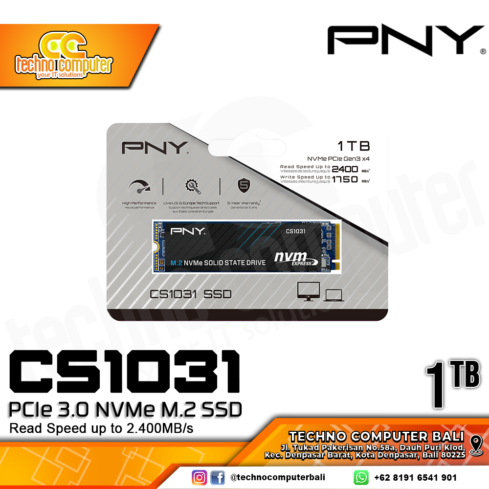 SSD PNY CS1031 M.2 NVMe 2280 PCIe Gen3 x4 - 1TB