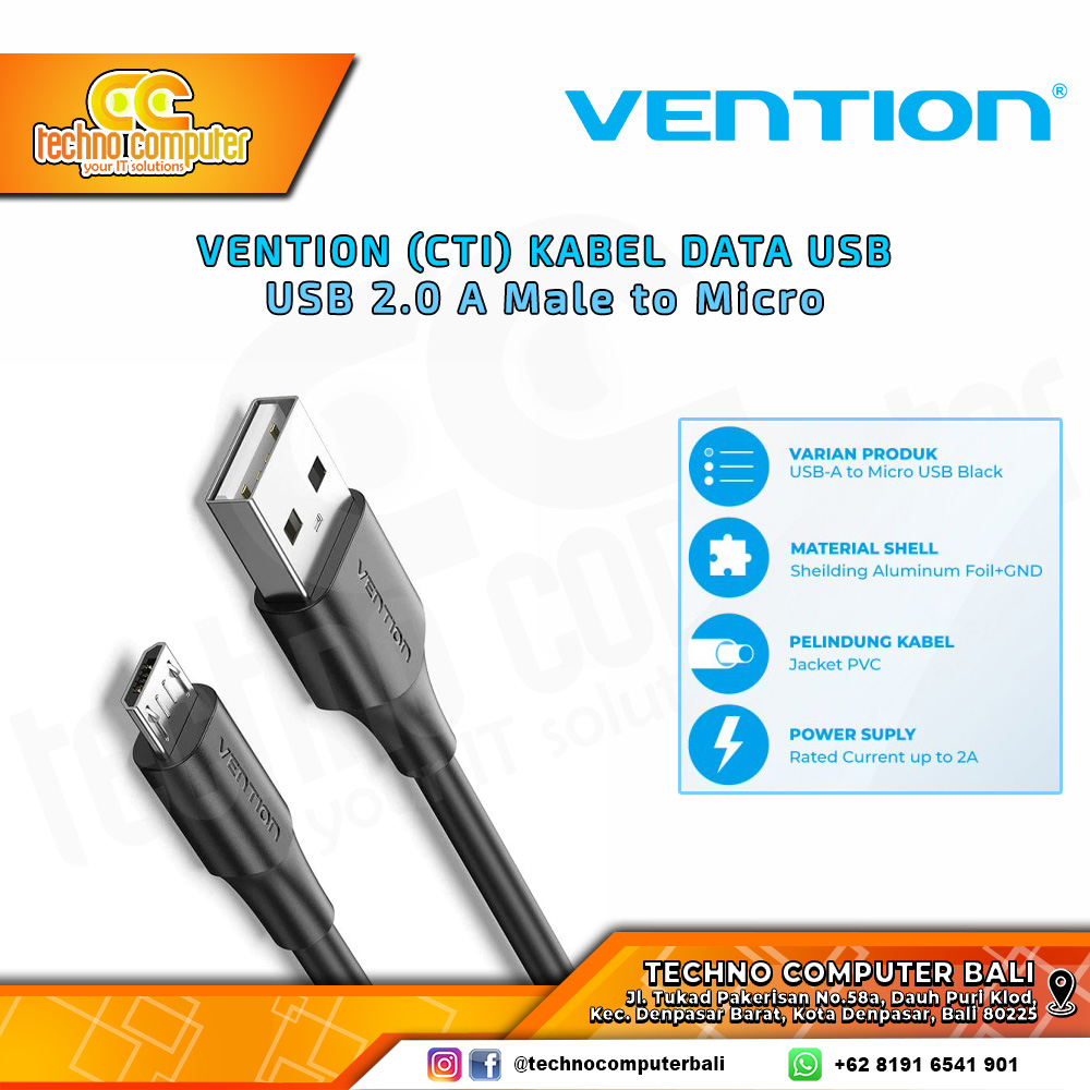 VENTION KABEL DATA USB - USB 2.0 A Male to Micro USB Cable - CTI 2M