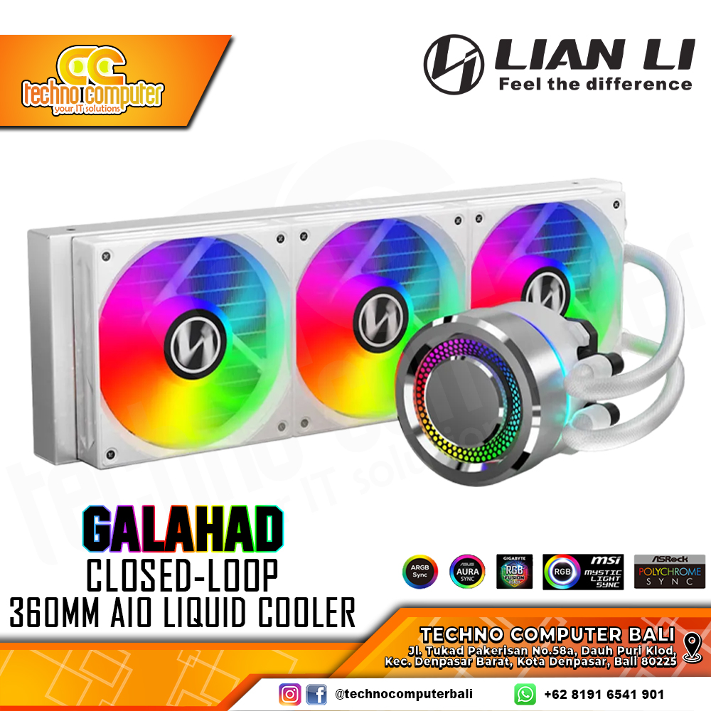 LIAN LI GALAHAD AIO 360 ARGB White - CPU Cooler - 360mm AIO Liquid Cooler