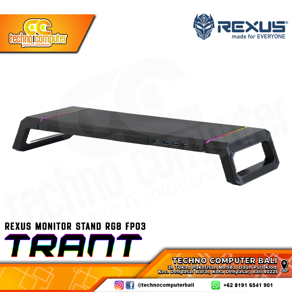 REXUS TRANT FP03 Monitor Stand RGB with USB 3.0 - Black