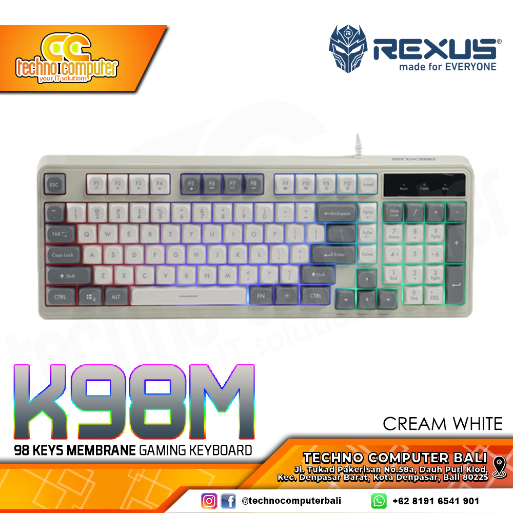 REXUS BATTLEFIRE K98M Cream White - Gaming Keyboard