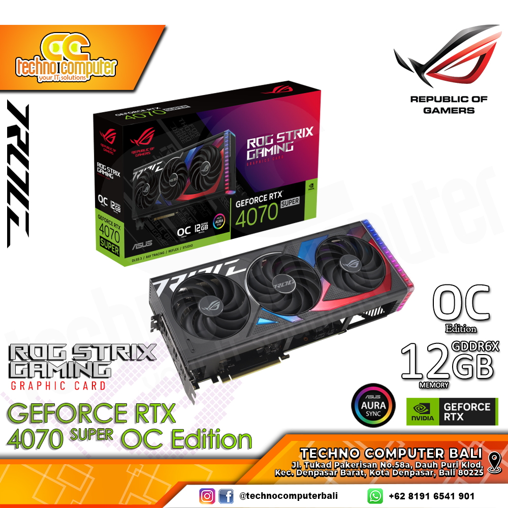 ASUS ROG STRIX NVIDIA GeForce RTX 4070 SUPER OC Edition 12GB GDDR6X