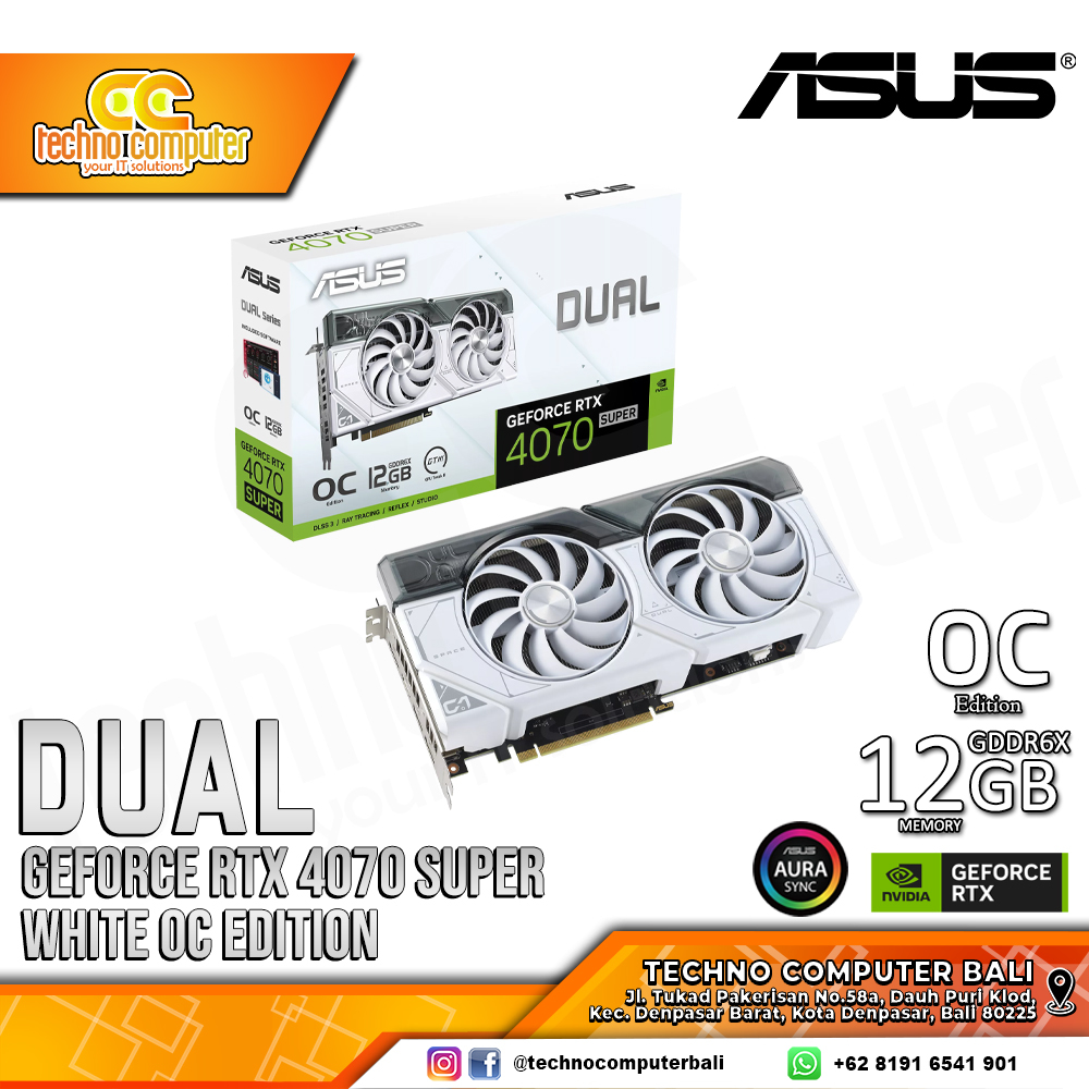 ASUS DUAL NVIDIA GeForce RTX 4070 SUPER White OC Edition 12GB GDDR6X