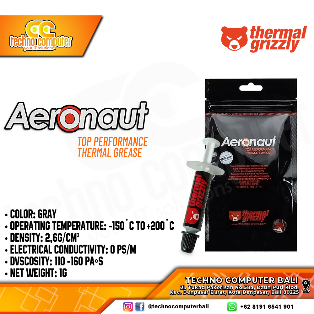 PASTA PROSESOR THERMAL GRIZZLY Aeronaut High Performance Thermal Paste - 1gr