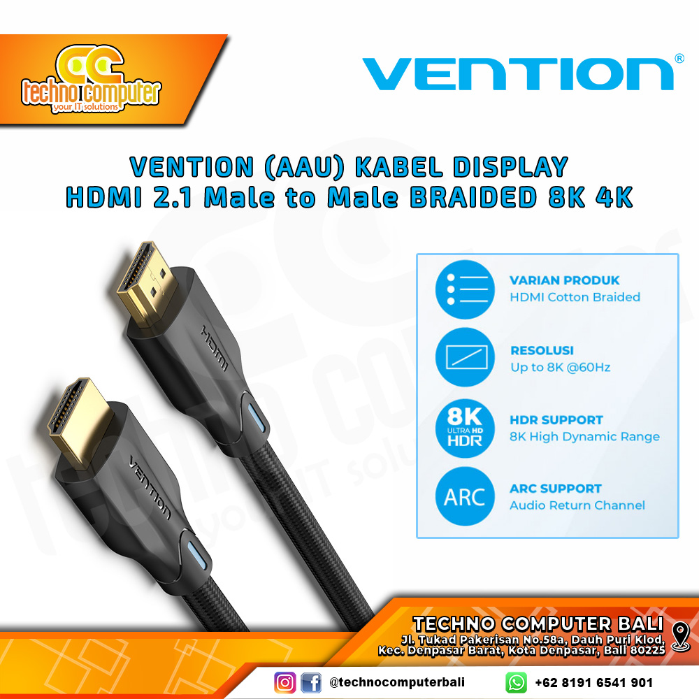 VENTION KABEL DISPLAY - Kabel HDMI - HDMI 2.1 Male to Male Premium 4K 8K - AAU 5M