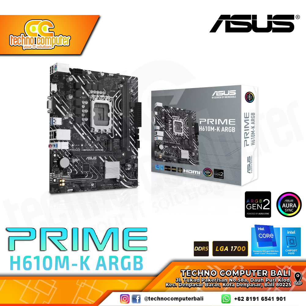 ASUS PRIME H610M-K ARGB - mATX, LGA1700, H610, DDR5
