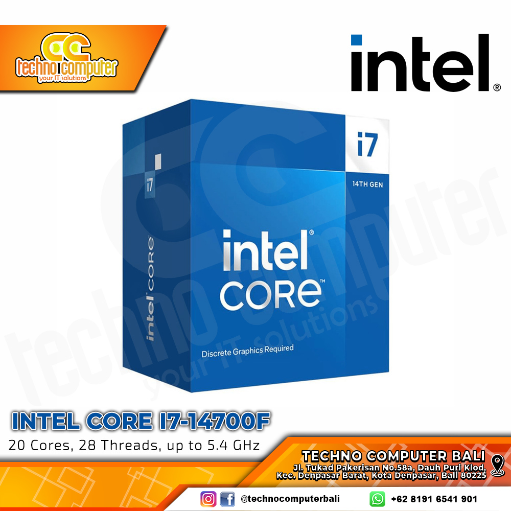 PROCESSOR INTEL CORE I7-14700F - 20 Cores 28 Threads Up to 5.40GHz - Socket LGA1700